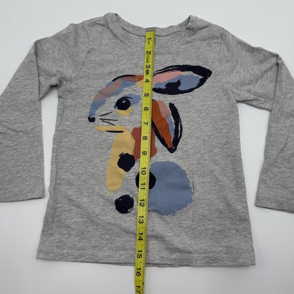 Tea Collection Kids Artsy Colorful Rabbit Long Sleeve Shirt 5 Grey, Blue, Pink - Picture 8 of 10